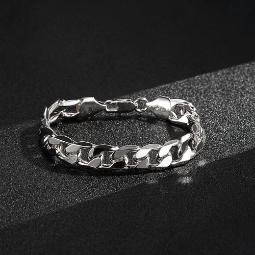 9mm Silver-Filled Bonded Cuban Curb Bracelet – 8 Inches