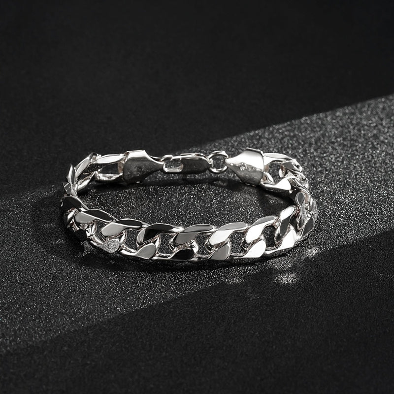 9mm Silver-Filled Bonded Cuban Curb Bracelet – 8 Inches
