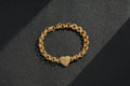 Gold Heart Charm Bracelet with Clear Stones – Fits 7.5–8” Wrist, 27g, Tarnish Resistant