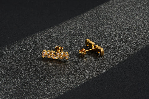 Yellow Gold CZ MUM Stud Earrings 3g Women’s Jewellery Gift