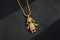 Largest Gold Heart Rag Doll Pendant with Clear Stones – 24 Inch