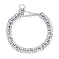 New 12mm Diamond-Patterned Belcher Bracelet with Albert Clasp – Premium Silver-Filled, 8 Inch