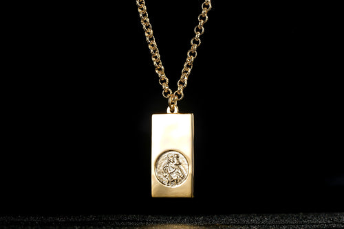 Premium 9ct Gold Filled St Christopher Ingot Bar Pendant