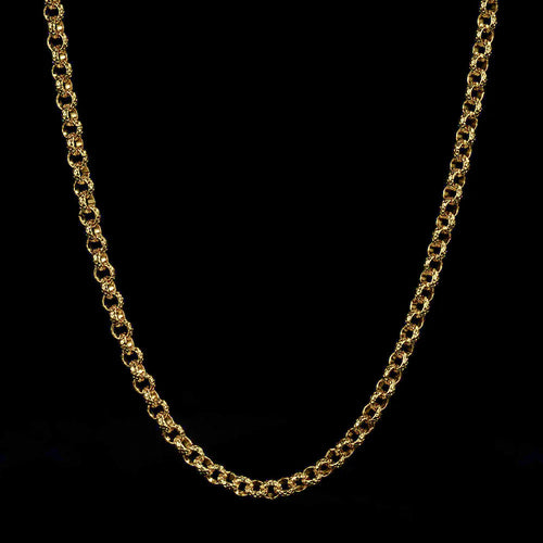 New 4mm Gold Diamond Cut Pattern Belcher Chain – 20 Inch