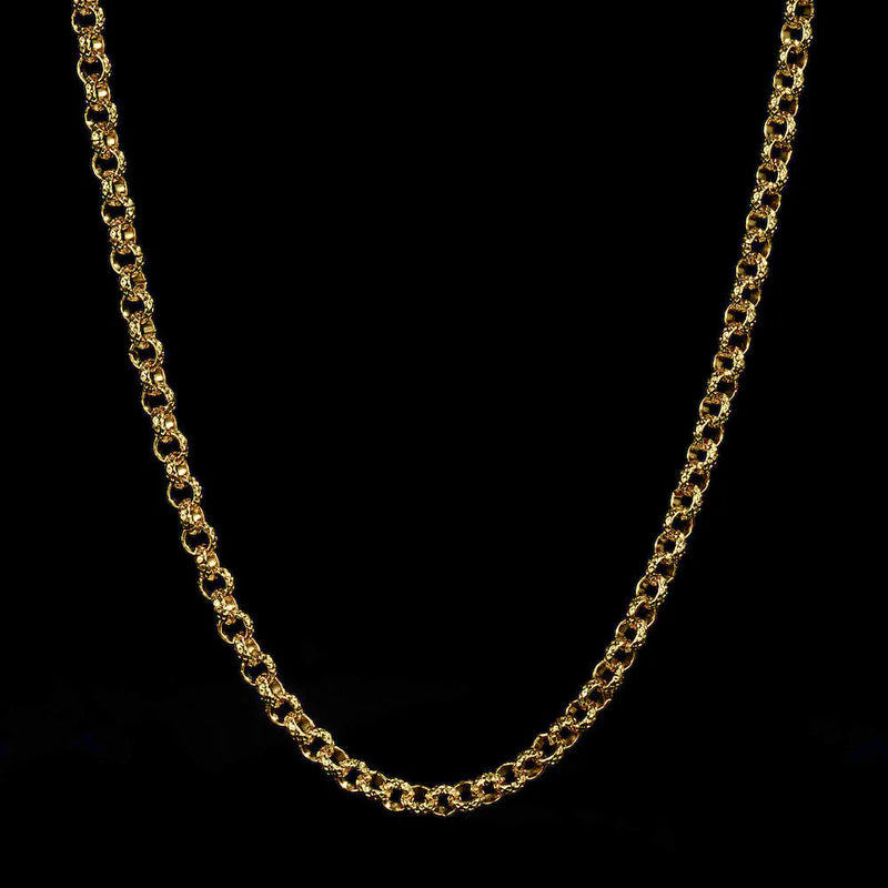 New 4mm Gold Diamond Cut Pattern Belcher Chain – 20 Inch