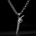 Silver Filled Bonded Double Barrel Shotgun Pendant 24 Inch