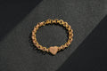 Gold Heart Charm Bracelet with Pink Stones – Fits 7.5–8” Wrist, 27g, Tarnish Resistant