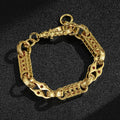 New 11mm Gold Filled Stars and Bars Bracelet Albert Clasp 8 Inch