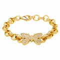 8mm Gold Butterfly Belcher Bracelet with Crystals 6–6.5 Inches
