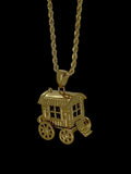 New Gold Filled Bonded Gypsy Wagon Caravan Pendant 22 Inch 3mm Rope Chain