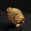 Heavy Gold XXXL Saddle Ring with Stones, Size V