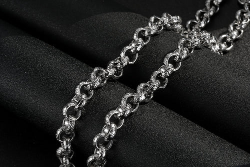 Premium 12mm Silver Plated Diamond Cut Pattern Belcher Chain 30 Inch