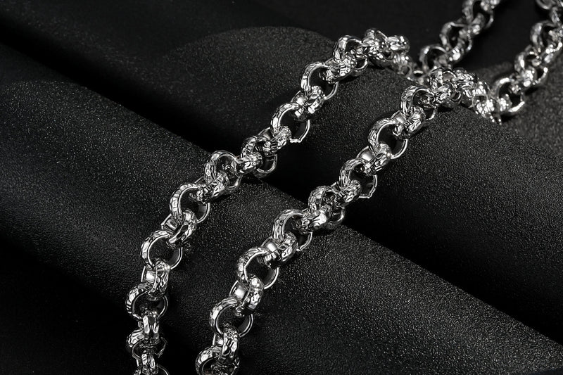 Premium 12mm Silver Plated Diamond Cut Pattern Belcher Chain 30 Inch