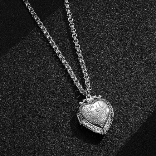 New Silver Filled & Bonded Heart Locket with Birds and Flowers