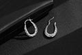 New Premium Silver 25mm Oval Diamond Pattern Creole Hoop Earrings