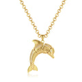 New Gold-Filled Dolphin Pendant with Stones on 24-Inch Belcher Chain