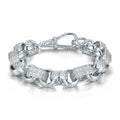 New 13mm Silver-Filled Gypsy Belcher Bracelet with Albert Clasp - 8 Inch