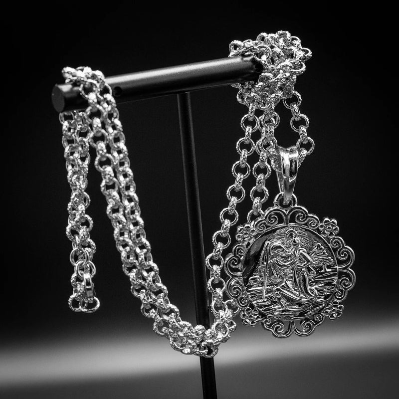 Waterproof Silver St Christopher Pendant with Flower Mount