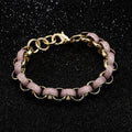 New 12mm Gold-Filled Pattern Belcher Bracelet with Pink Stones – Adjustable 8–9 Inches