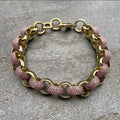 New 12mm Gold-Filled Pattern Belcher Bracelet with Pink Stones – Adjustable 8–9 Inches