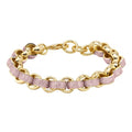 New 12mm Gold-Filled Pattern Belcher Bracelet with Pink Stones – Adjustable 8–9 Inches