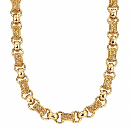 Luxury Gold 10mm Gypsy Link Belcher Chain with Albert Clasp - 24 Inches