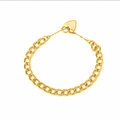 New 7mm Gold Curb Bracelet with Heart Padlock Charm – 8 Inches