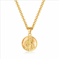 New Gold St. Christopher Pendant 22 Inch 4mm Belcher Chain