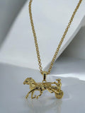 Gold Filled Bonded Gypsy Horse & Cart Pendant 22 Inch 4mm Belcher Chain