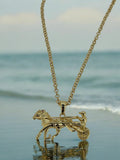 Gold Filled Bonded Gypsy Horse & Cart Pendant 22 Inch 4mm Belcher Chain