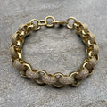 New 12mm Gold-Filled Pattern Belcher Bracelet with Diamond Stones – Adjustable 8–9 Inches