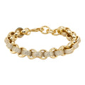 New 12mm Gold-Filled Pattern Belcher Bracelet with Diamond Stones – Adjustable 8–9 Inches