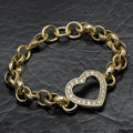 8mm Gold Open Heart Belcher Bracelet with Stones – 8–8.5 Inches, 22g