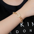 8mm Gold Open Heart Belcher Bracelet with Stones – 8–8.5 Inches, 22g