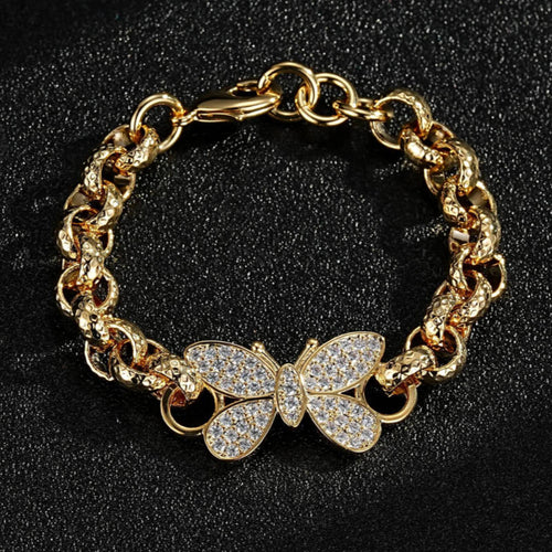 8 inch Butterfly Belcher Bracelet With Crystals