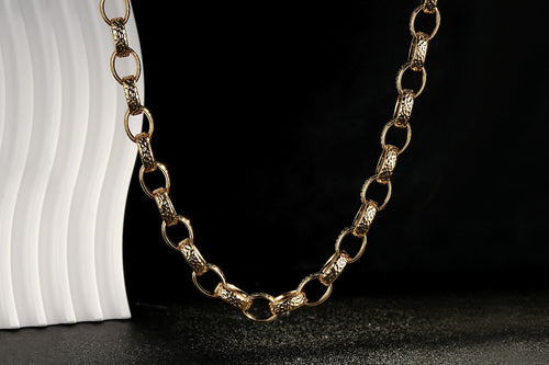 Gold 10mm Hammered Oval Belcher Necklace – 22-Inch