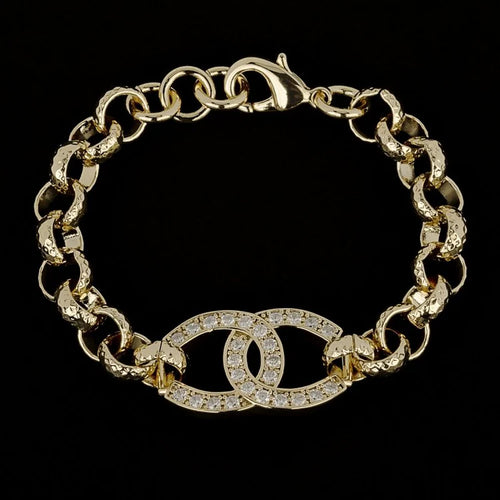 6 inch Horseshoe Belcher Bracelet With Stone Crystals