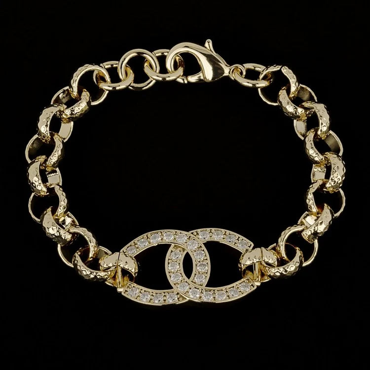 6 inch Horseshoe Belcher Bracelet With Stone Crystals