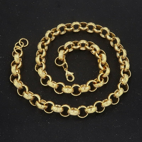 15mm Gold Ornate Filigree Belcher Chain – 24 Inches, 210g, Tarnish Resistant