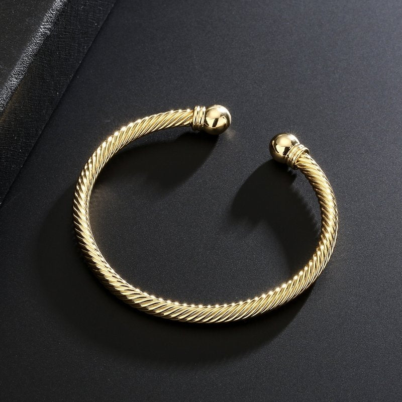 New 4mm Gold Twisted Torque Bangle Adjustable