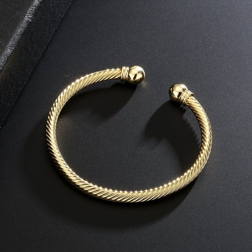 4mm Gold Twisted Torque Adjustable Bangle 6–6.5” Wrist 12g Classic Jewellery