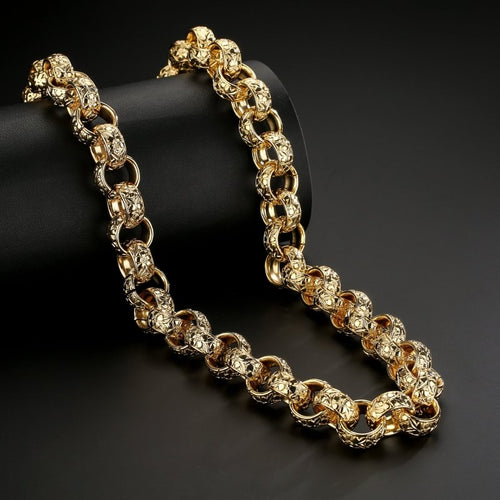 New 20mm Gold-Filled Bonded Ornate Belcher Chain with Albert Clasp