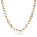 12mm Gold Belcher Chain Crystal Flower Pattern