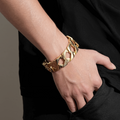 New Upgraded 27mm Gold Bark Chaps Cuban Curb Bracelet