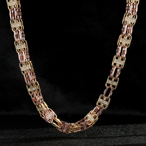 12mm 2-Tone Cage Chain with Stones