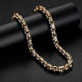 Premium Gold 10mm Gypsy Link with Stones Belcher Chain with Albert Clasp