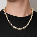 Premium Gold 10mm Gypsy Link with Stones Belcher Chain with Albert Clasp