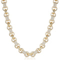 Premium Gold 10mm Gypsy Link with Stones Belcher Chain with Albert Clasp
