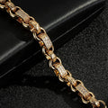 Luxury Gold 10mm Gypsy Link with Stones Belcher Bracelet with Albert Clasp