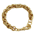 Luxury Gold 10mm Gypsy Link with Stones Belcher Bracelet with Albert Clasp